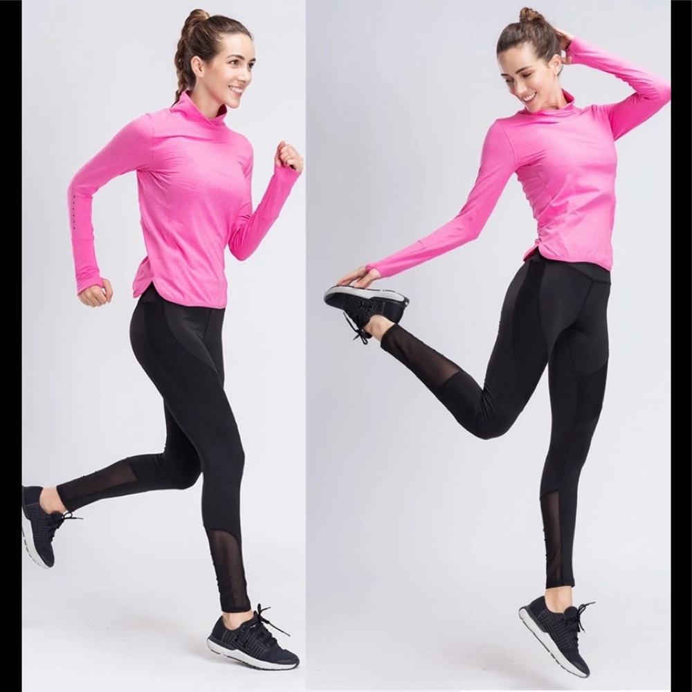 Black and Pink Long Sleeved 2 Piece Activewear Set